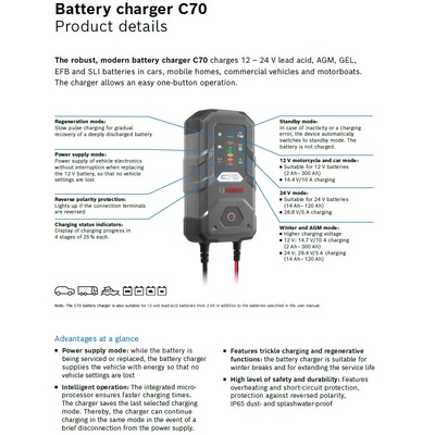 Battery Charger C70-B, 12 & 24V