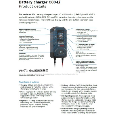 Battery Charger C80-Li, 6 & 12V