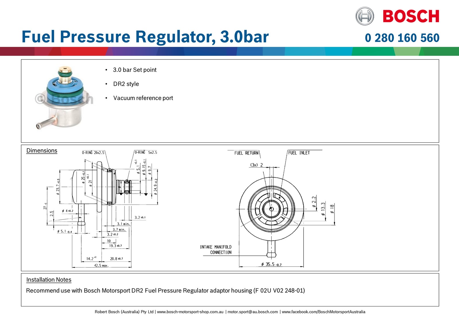 0 280 160 560 BOSCH PRG-M2.1 Kraftstoffdruckregler