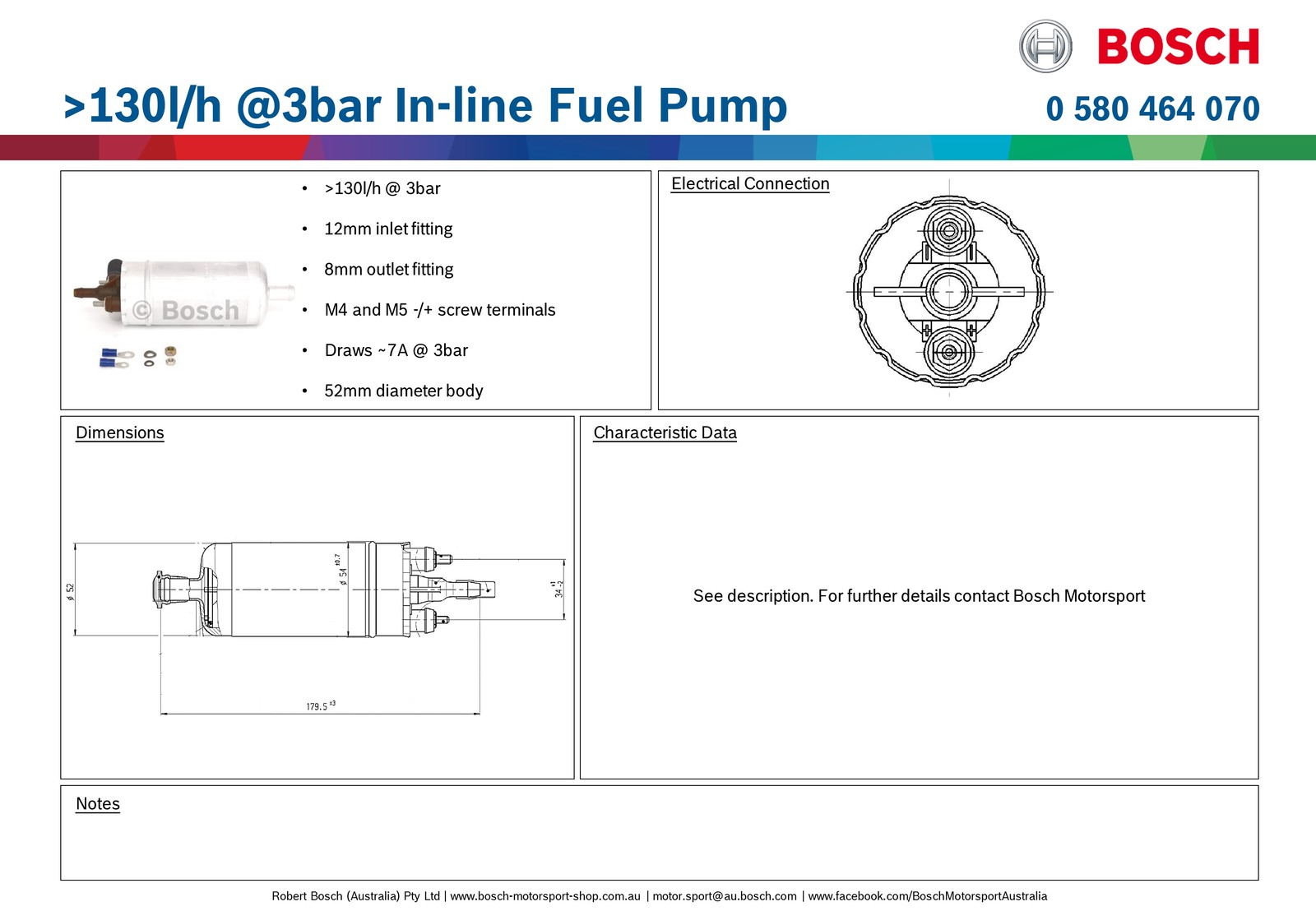 Fuel Pump BOSCH 0580464070. Buy online at Cars245