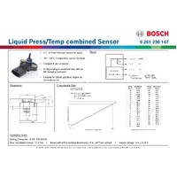 Liquid Pressure/Temp combined Sensor, 6 bar & 125 deg C