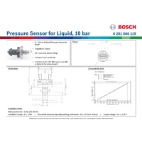 Pressure Sensor for Liquid, 10 bar
