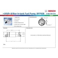 >105l/h @3bar In-tank Fuel Pump, BFP038